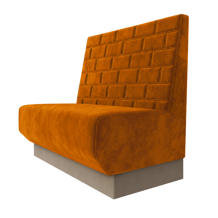 Wagner | Gastrobank | B:H 100 x 100 cm | Orange | Stein | Samt | Fußleiste Taupe