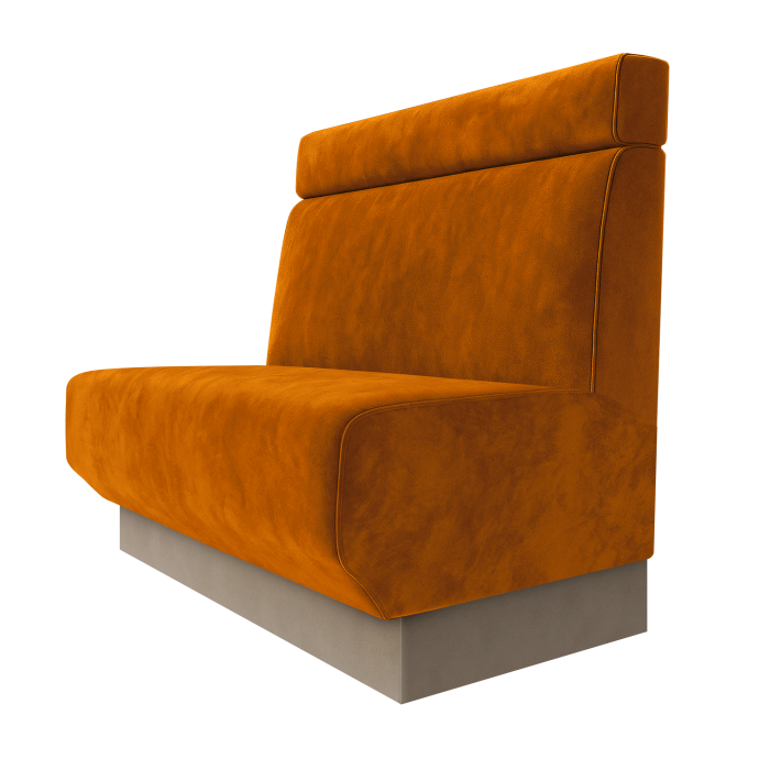 Wagner | Gastrobank | B:H 100 x 100 cm | Orange | Glatt + Kopfteil | Samt | Fußleiste Taupe