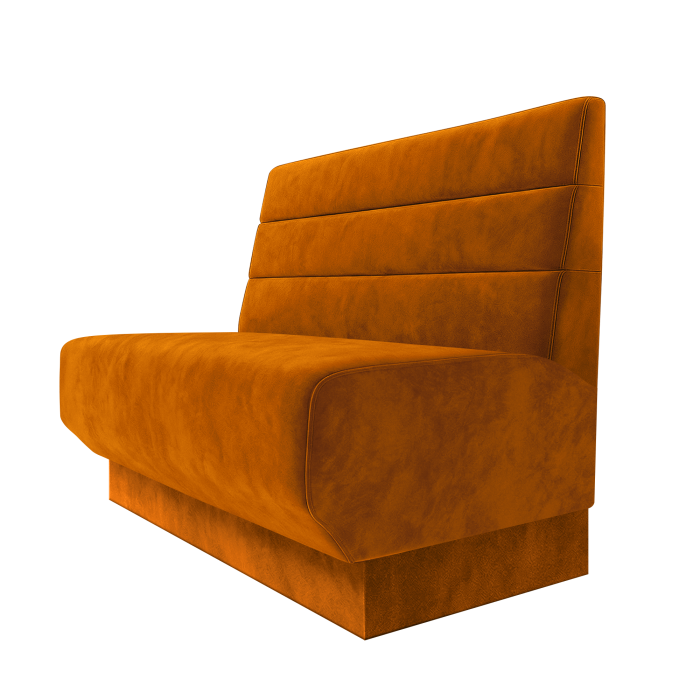 Wagner | Gastrobank | B:H 100 x 100 cm | Orange | Horizontal Gestreift | Samt | Fußleiste Orange