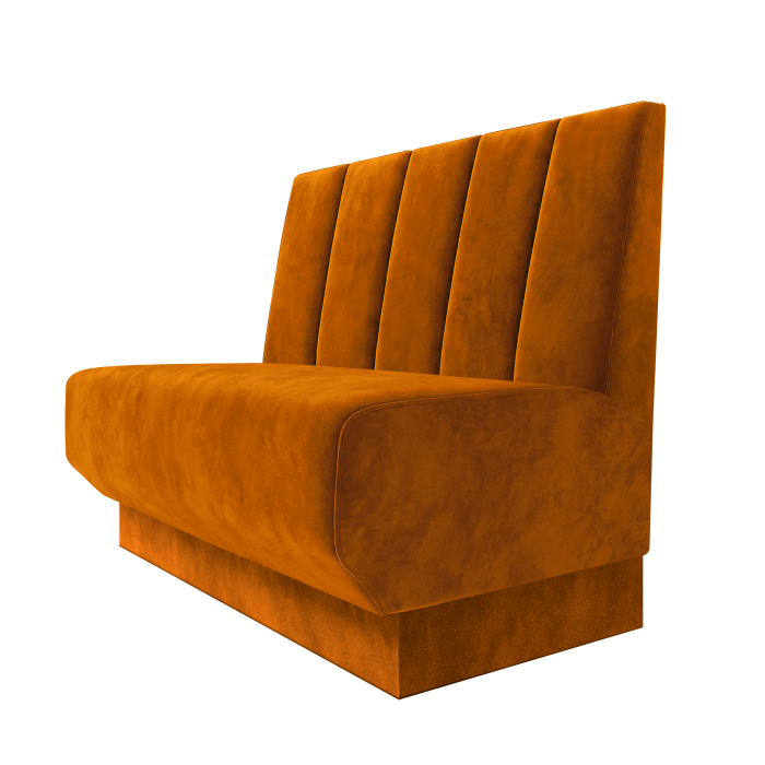 Wagner | Gastrobank | B:H 100 x 100 cm | Orange | Tief Gestreift | Samt | Fußleiste Orange