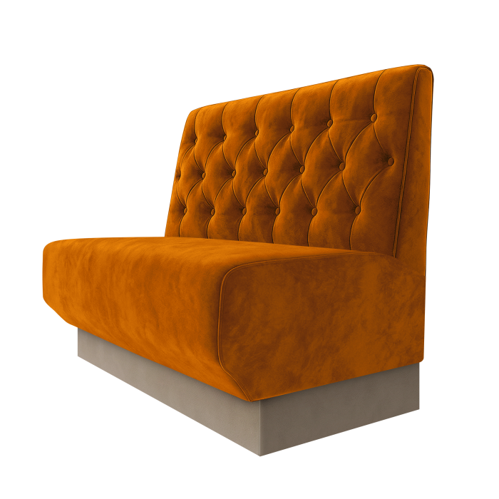 Wagner | Gastrobank | B:H 100 x 100 cm | Orange | Chesterfield | Samt | Fußleiste Taupe