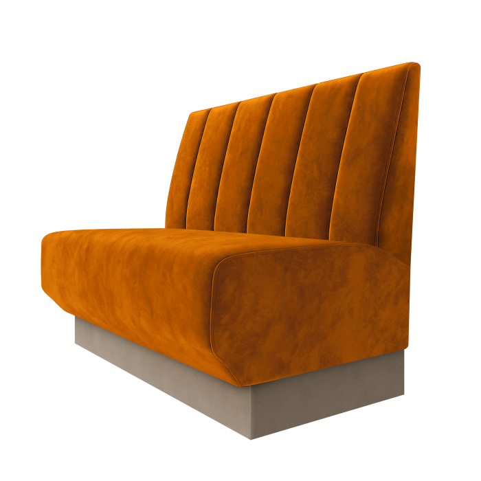 Wagner | Gastrobank | B:H 100 x 100 cm | Orange | Gestreift Doppelnahnt 24cm | Samt | Fußleiste Taupe