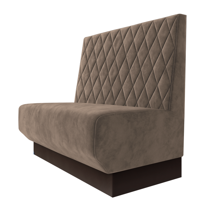Wagner | Gastrobank | B:H 100 x 100 cm | Taupe | Raute | Samt | Fußleiste Braun