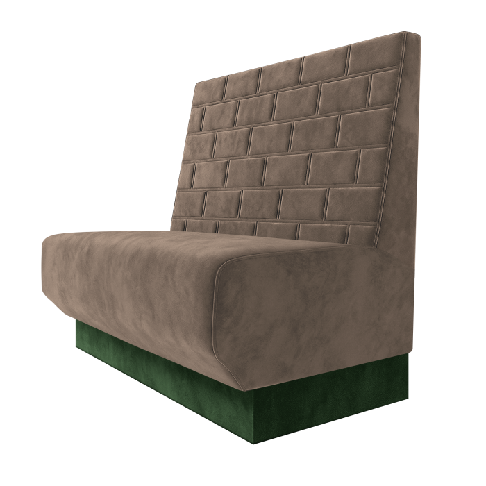 Wagner | Gastrobank | B:H 100 x 100 cm | Taupe | Stein | Samt | Fußleiste Grün