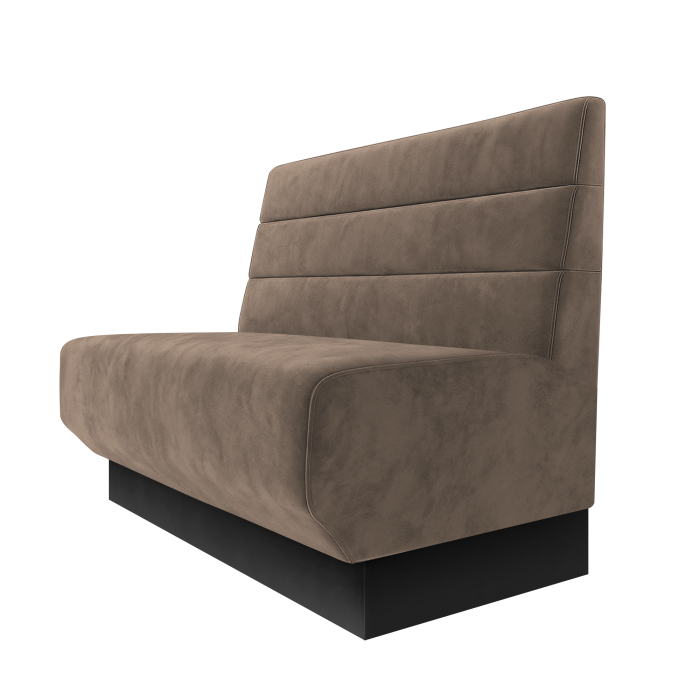 Wagner | Gastrobank | B:H 100 x 100 cm | Taupe | Horizontal Gestreift | Samt | Fußleiste Schwarz
