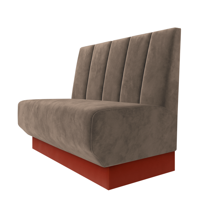 Wagner | Gastrobank | B:H 100 x 100 cm | Taupe | Tief Gestreift | Samt | Fußleiste Rot