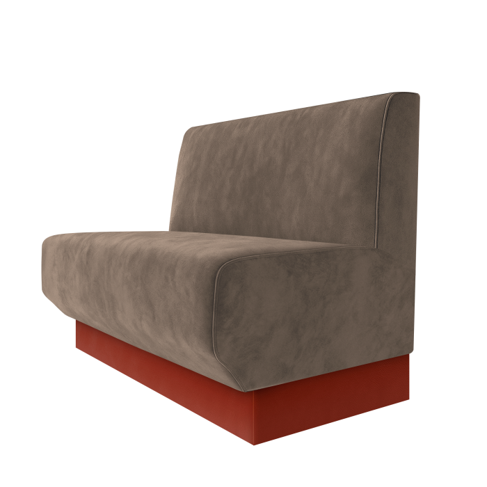 Wagner | Gastrobank | B:H 100 x 100 cm | Taupe | Glatt | Samt | Fußleiste Rot