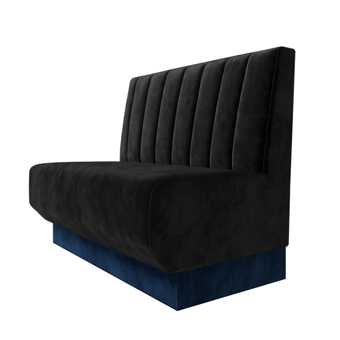 Wagner | Gastrobank | B:H 100 x 100 cm | Schwarz | Gestreift 12cm | Samt | Fußleiste Blau