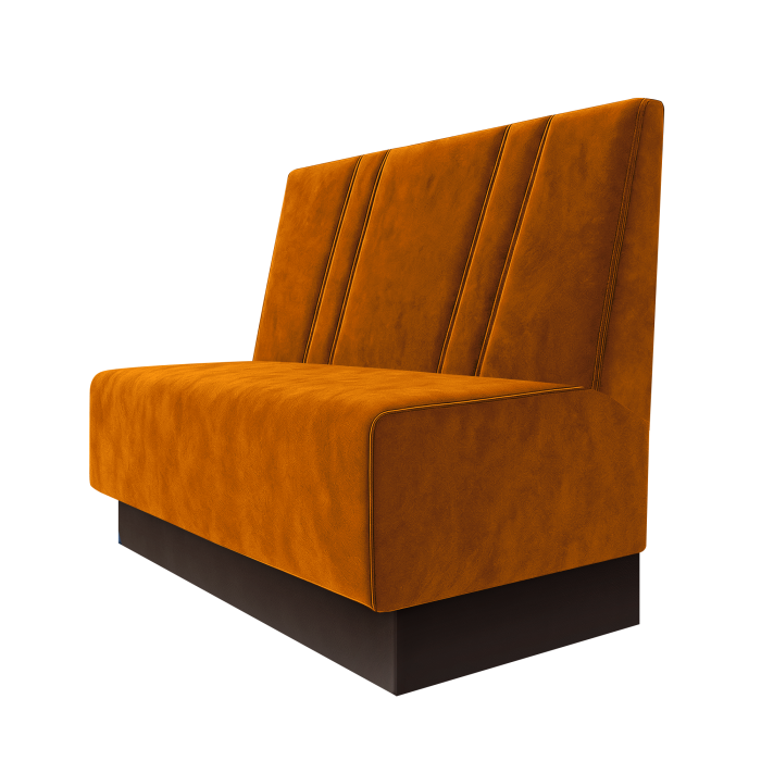 Schmidt | Gastrobank | B:H 100 x 100 cm | Orange | Schräg Gestreift | Samt | Fußleiste Braun