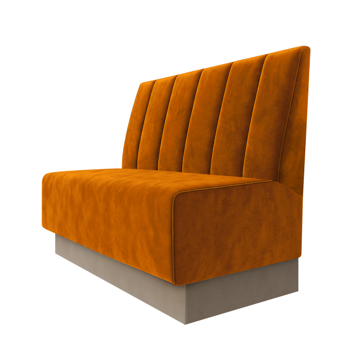 Schmidt | Gastrobank | B:H 100 x 100 cm | Orange | Gestreift Doppelnahnt 24cm | Samt | Fußleiste Taupe