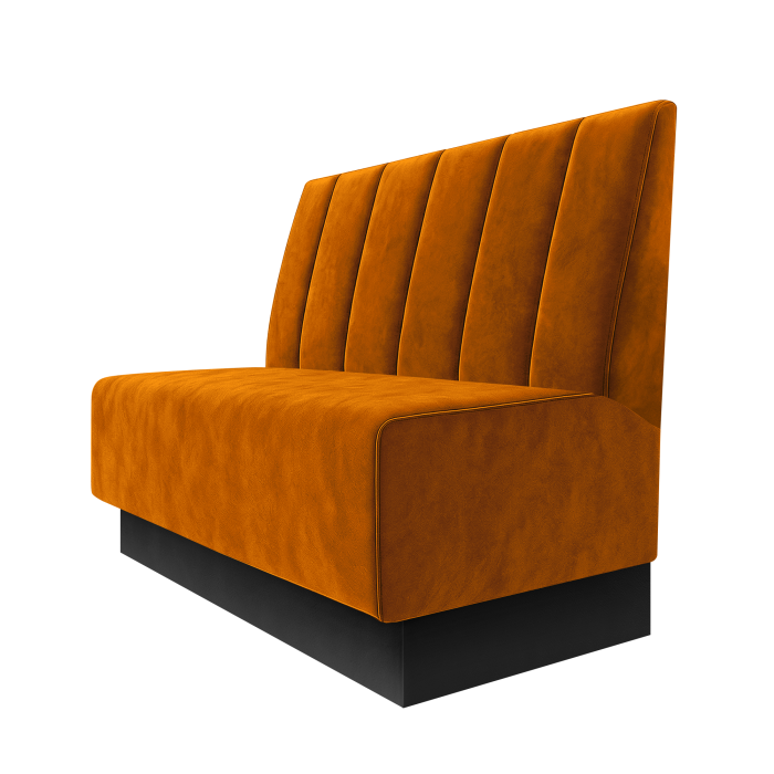 Schmidt | Gastrobank | B:H 100 x 100 cm | Orange | Gestreift Doppelnahnt 24cm | Samt | Fußleiste Schwarz