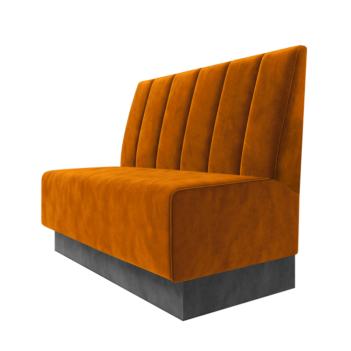 Schmidt | Gastrobank | B:H 100 x 100 cm | Orange | Gestreift Doppelnahnt 24cm | Samt | Fußleiste Grau