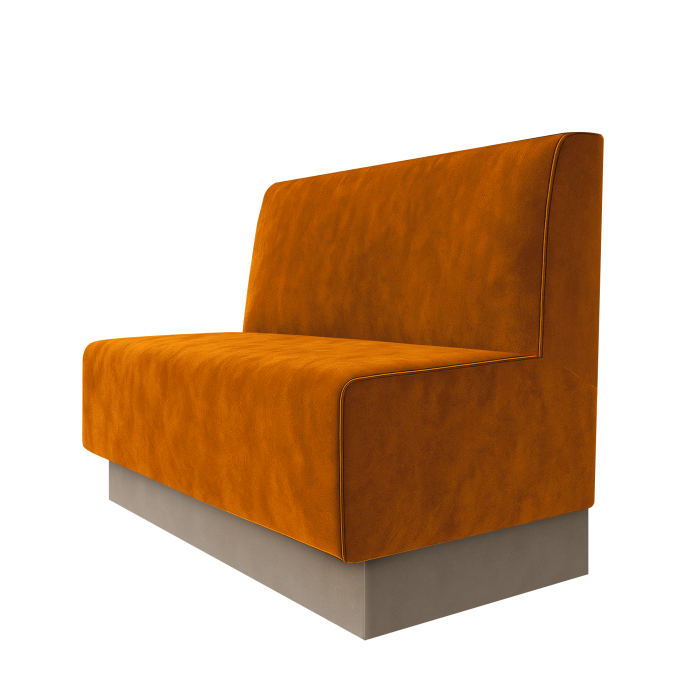 Schmidt | Gastrobank | B:H 100 x 100 cm | Orange | Glatt | Samt | Fußleiste Taupe