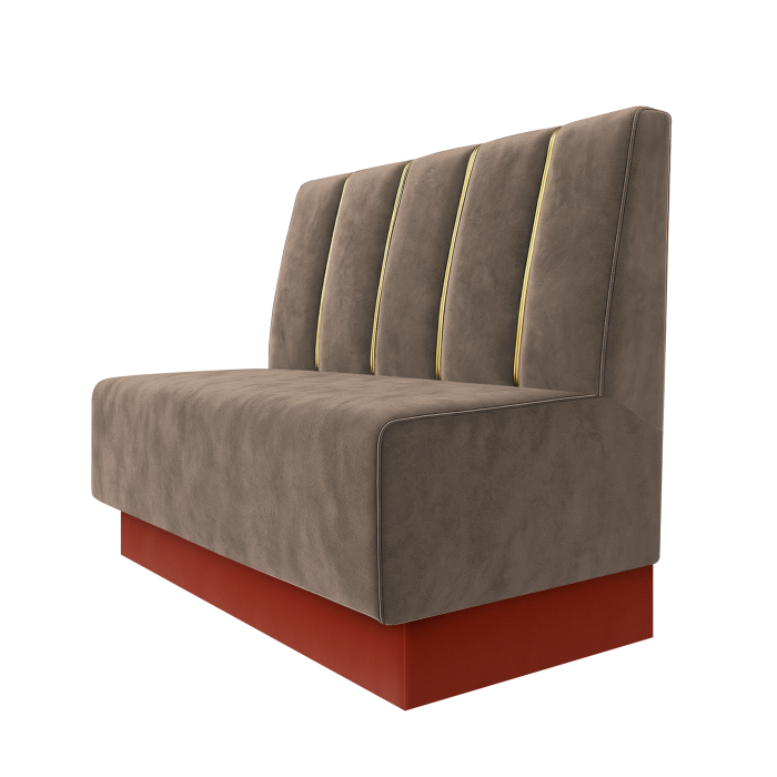 Schmidt | Gastrobank | B:H 100 x 100 cm | Taupe | Dubai | Samt | Fußleiste Rot