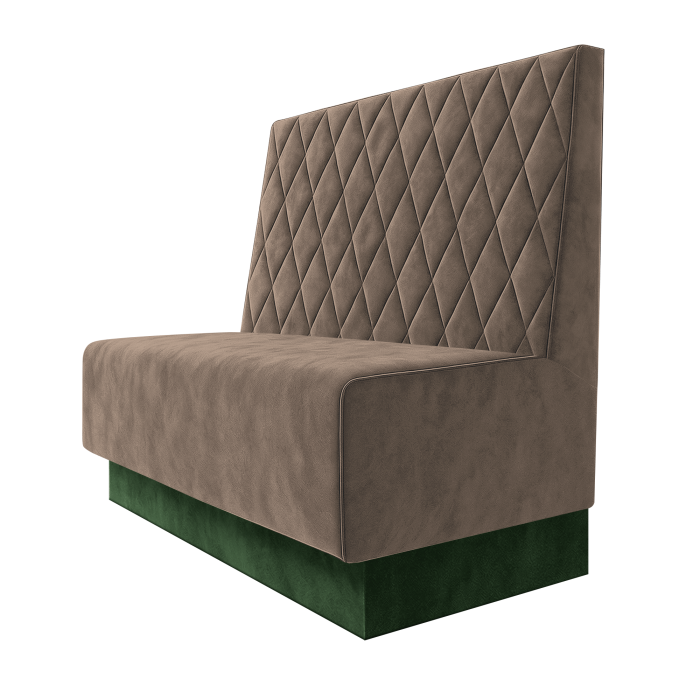 Schmidt | Gastrobank | B:H 100 x 100 cm | Taupe | Raute | Samt | Fußleiste Grün