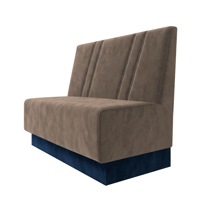 Schmidt | Gastrobank | B:H 100 x 100 cm | Taupe | Schräg Gestreift | Samt | Fußleiste Blau