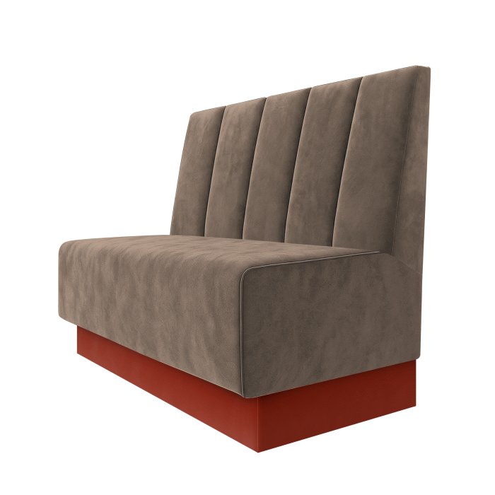 Schmidt | Gastrobank | B:H 100 x 100 cm | Taupe | Tief Gestreift | Samt | Fußleiste Rot