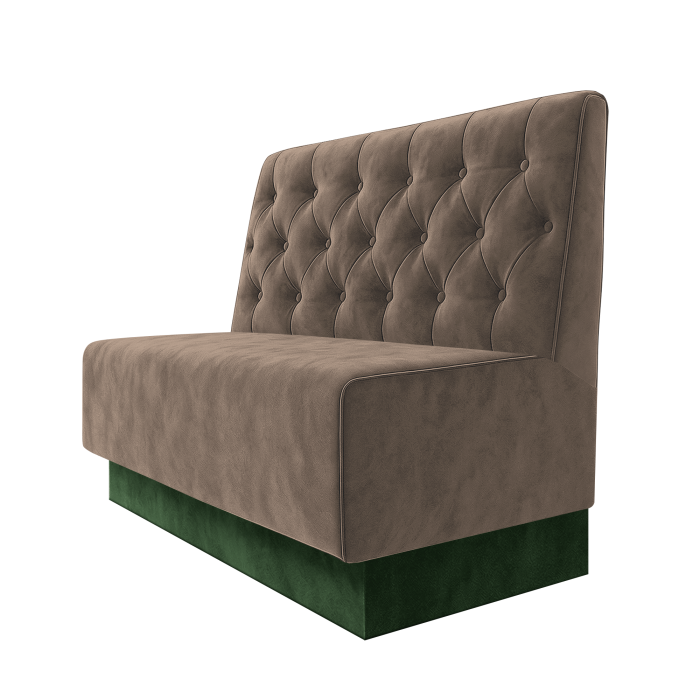 Schmidt | Gastrobank | B:H 100 x 100 cm | Taupe | Chesterfield | Samt | Fußleiste Grün