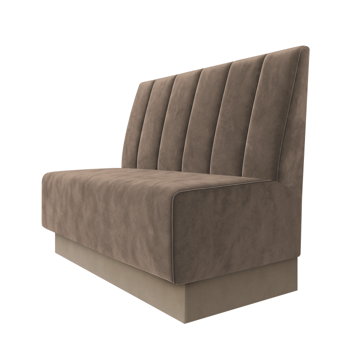 Schmidt | Gastrobank | B:H 100 x 100 cm | Taupe | Gestreift Doppelnahnt 24cm | Samt | Fußleiste Taupe