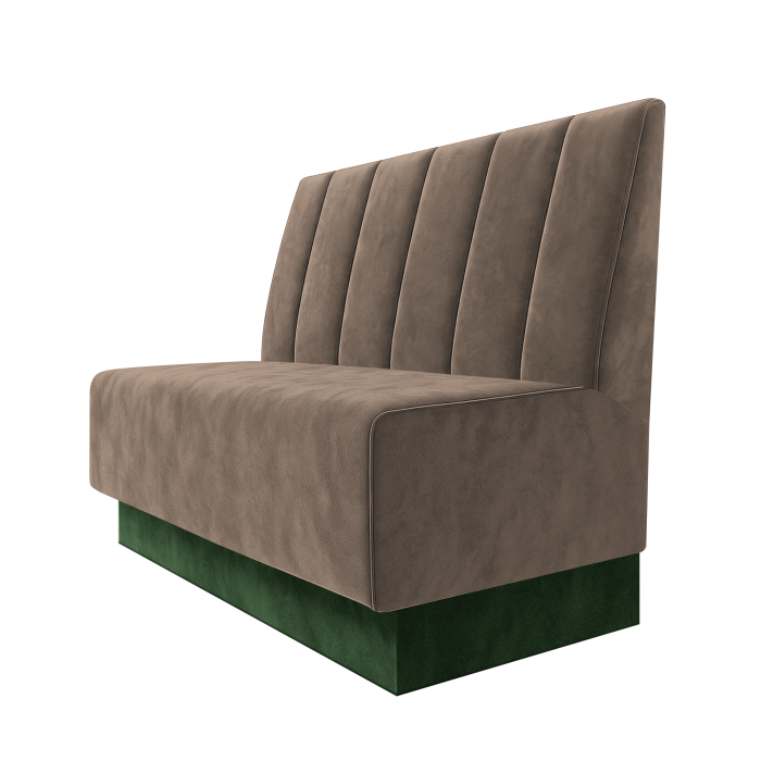 Schmidt | Gastrobank | B:H 100 x 100 cm | Taupe | Gestreift Doppelnahnt 24cm | Samt | Fußleiste Grün