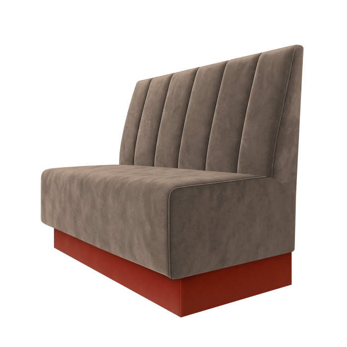 Schmidt | Gastrobank | B:H 100 x 100 cm | Taupe | Gestreift Doppelnahnt 24cm | Samt | Fußleiste Rot
