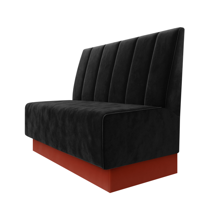 Schmidt | Gastrobank | B:H 100 x 100 cm | Schwarz | Gestreift Doppelnahnt 24cm | Samt | Fußleiste Rot
