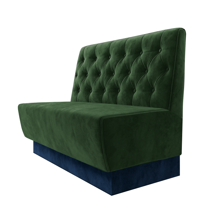 Meyer | Gastrobank | B:H 100 x 100 cm | Grün | Chesterfield | Samt | Fußleiste Blau