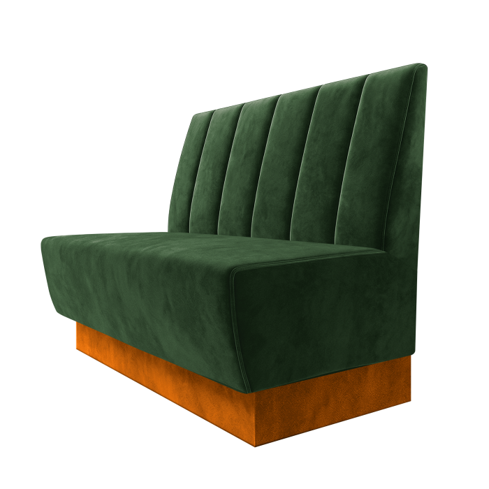 Meyer | Gastrobank | B:H 100 x 100 cm | Grün | Gestreift Doppelnahnt 24cm | Samt | Fußleiste Orange