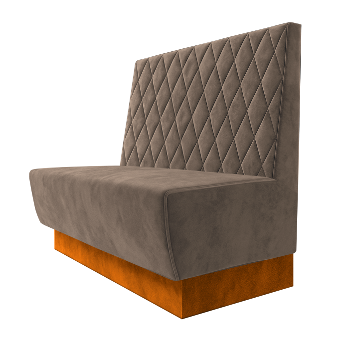 Meyer | Gastrobank | B:H 100 x 100 cm | Taupe | Raute | Samt | Fußleiste Orange