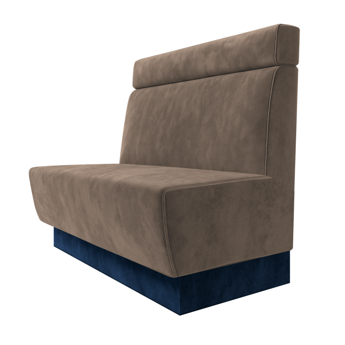 Meyer | Gastrobank | B:H 100 x 100 cm | Taupe | Glatt + Kopfteil | Samt | Fußleiste Blau