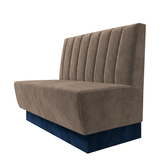 Meyer | Gastrobank | B:H 100 x 100 cm | Taupe | Gestreift 12cm | Samt | Fußleiste Blau