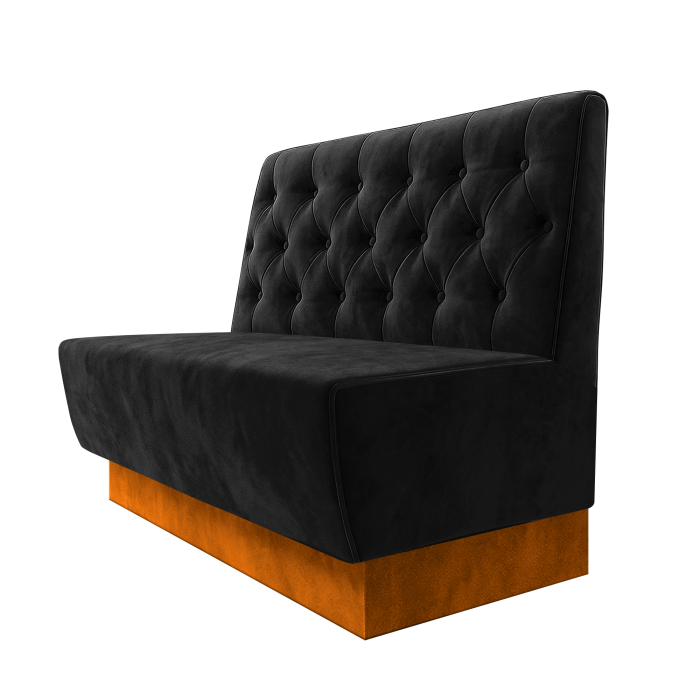 Meyer | Gastrobank | B:H 100 x 100 cm | Schwarz | Chesterfield | Samt | Fußleiste Orange