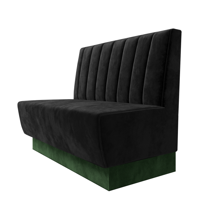 Meyer | Gastrobank | B:H 100 x 100 cm | Schwarz | Gestreift 12cm | Samt | Fußleiste Grün