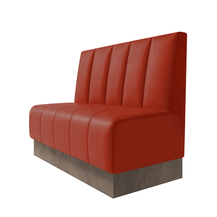 Fischer | Gastrobank | B:H 100 x 100 cm | Rot | Tief Gestreift | Leder | Fußleiste Taupe