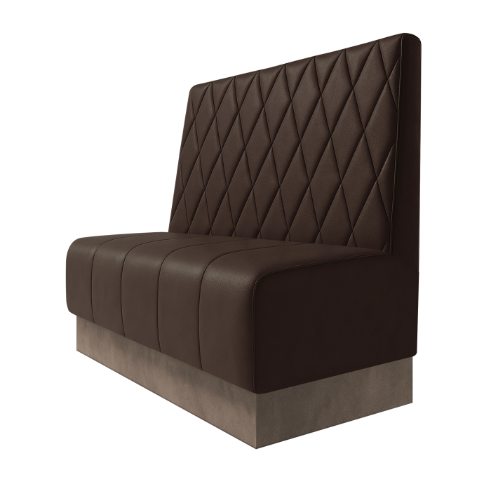 Fischer | Gastrobank | B:H 100 x 100 cm | Braun | Raute | Leder | Fußleiste Taupe