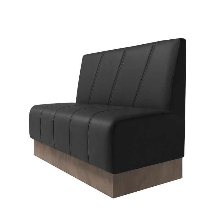Fischer | Gastrobank | B:H 100 x 100 cm | Schwarz | Schräg Gestreift | Leder | Fußleiste Taupe