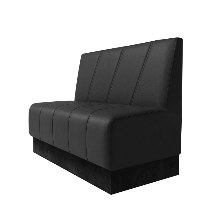 Fischer | Gastrobank | B:H 100 x 100 cm | Schwarz | Schräg Gestreift | Leder | Fußleiste Schwarz