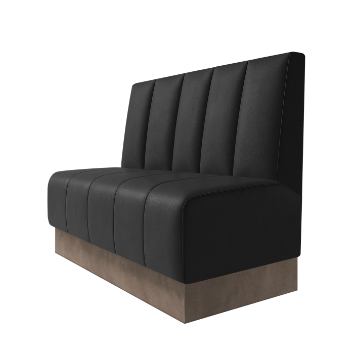 Fischer | Gastrobank | B:H 100 x 100 cm | Schwarz | Tief Gestreift | Leder | Fußleiste Taupe