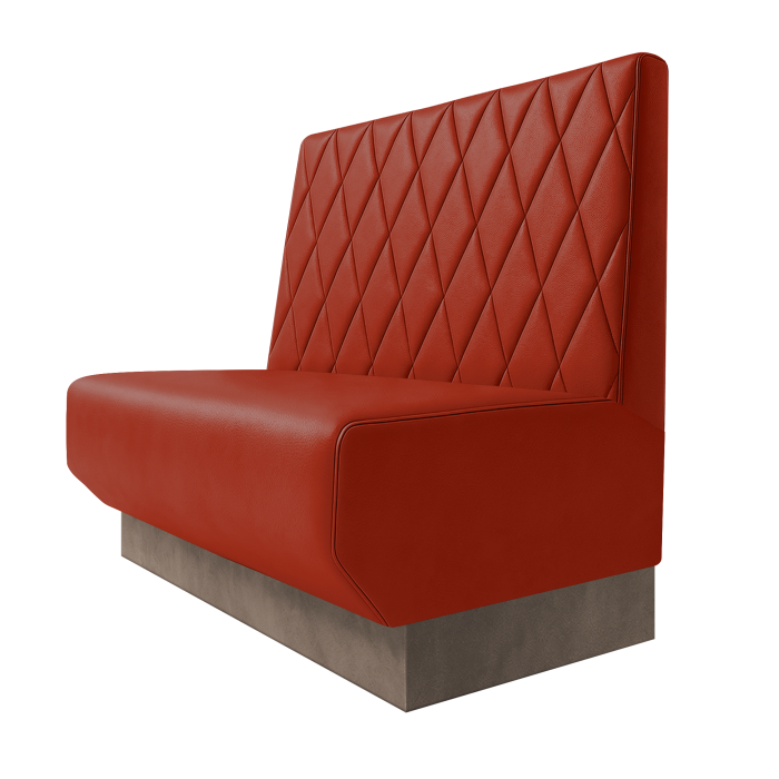 Wagner | Gastrobank | B:H 100 x 100 cm | Rot | Raute | Leder | Fußleiste Taupe
