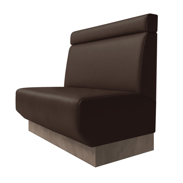 Wagner | Gastrobank | B:H 100 x 100 cm | Braun | Glatt + Kopfteil | Leder | Fußleiste Taupe