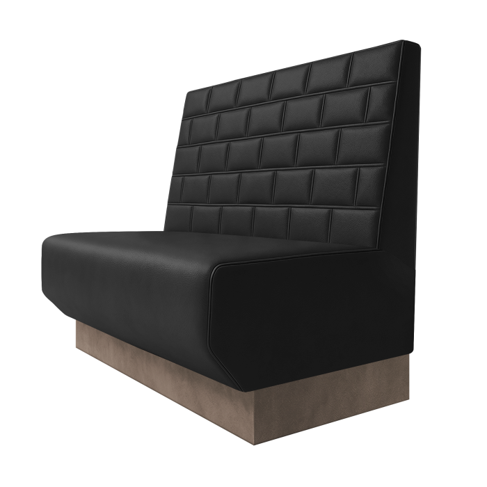 Wagner | Gastrobank | B:H 100 x 100 cm | Schwarz | Stein | Leder | Fußleiste Taupe