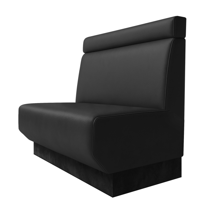Wagner | Gastrobank | B:H 100 x 100 cm | Schwarz | Glatt + Kopfteil | Leder | Fußleiste Schwarz