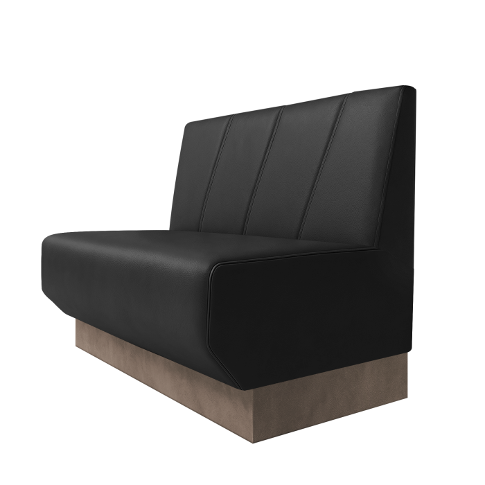 Wagner | Gastrobank | B:H 100 x 100 cm | Schwarz | Schräg Gestreift | Leder | Fußleiste Taupe