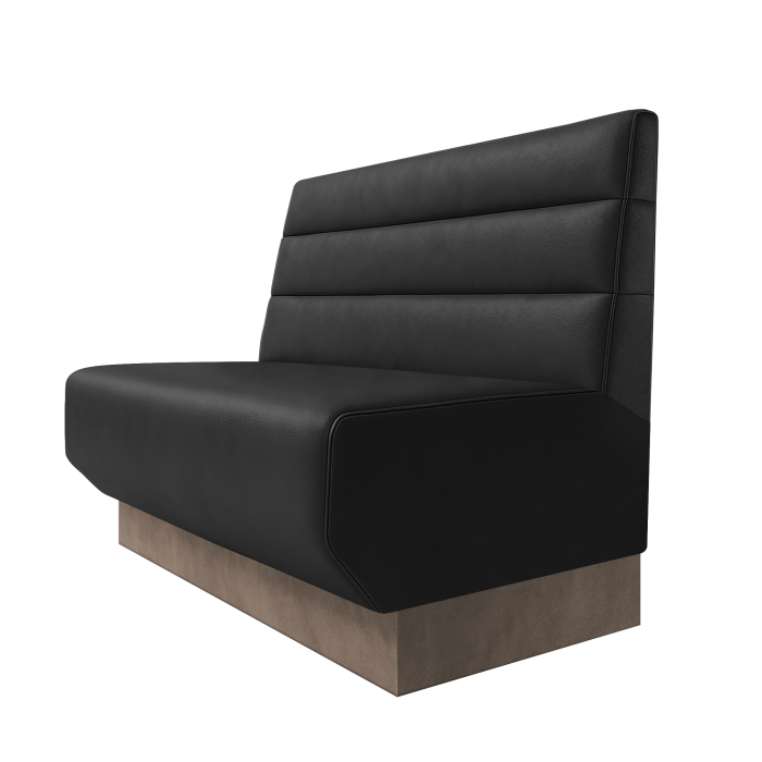Wagner | Gastrobank | B:H 100 x 100 cm | Schwarz | Horizontal Gestreift | Leder | Fußleiste Taupe