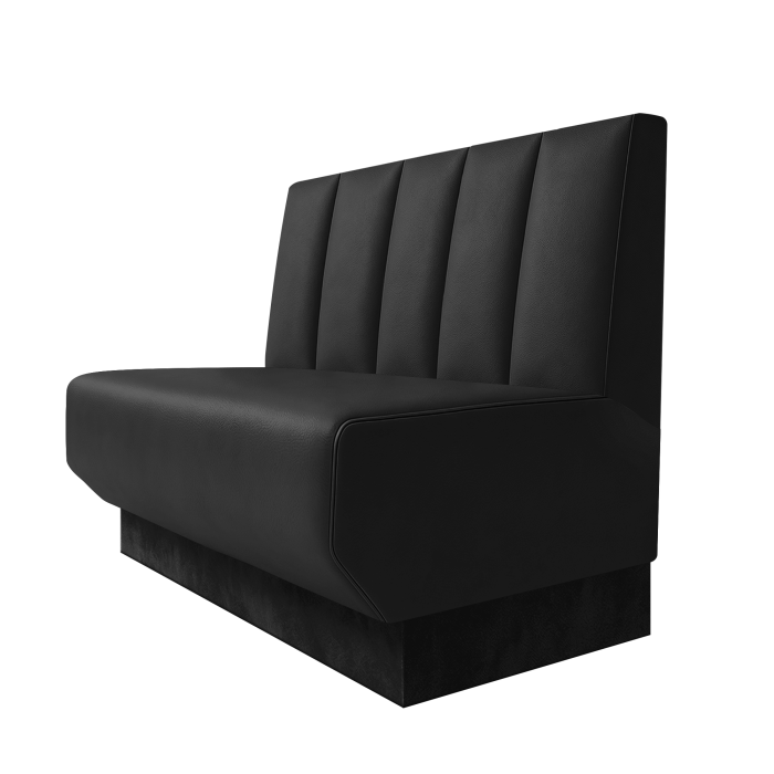 Wagner | Gastrobank | B:H 100 x 100 cm | Schwarz | Tief Gestreift | Leder | Fußleiste Schwarz