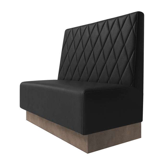 Schmidt | Gastrobank | B:H 100 x 100 cm | Schwarz | Raute | Leder | Fußleiste Taupe