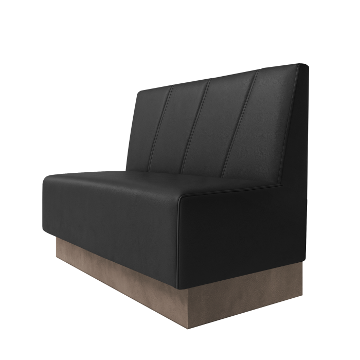 Schmidt | Gastrobank | B:H 100 x 100 cm | Schwarz | Schräg Gestreift | Leder | Fußleiste Taupe