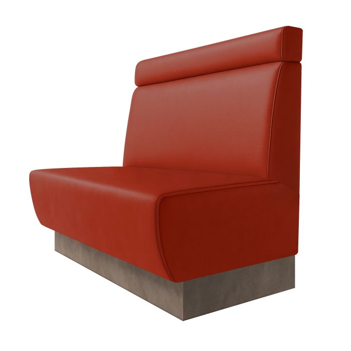 Meyer | Gastrobank | B:H 100 x 100 cm | Rot | Glatt + Kopfteil | Leder | Fußleiste Taupe