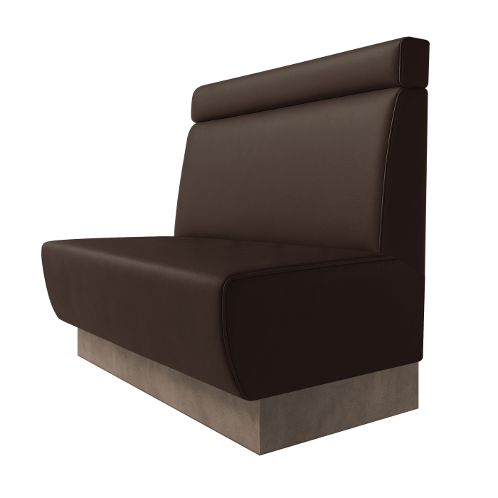 Meyer | Gastrobank | B:H 100 x 100 cm | Braun | Glatt + Kopfteil | Leder | Fußleiste Taupe