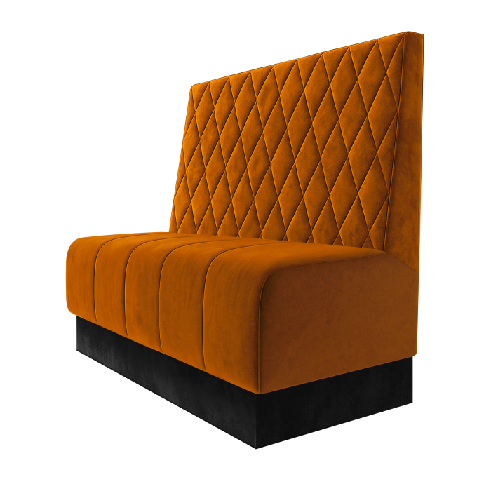 Fischer | Gastrobank | B:H 100 x 100 cm | Orange | Raute | Samt | Fußleiste Schwarz